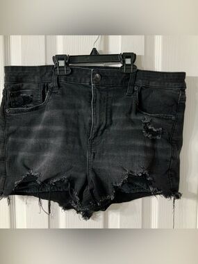 American Eagle Outfitters Next Level Stretch High-Rise Black Distressed Denim